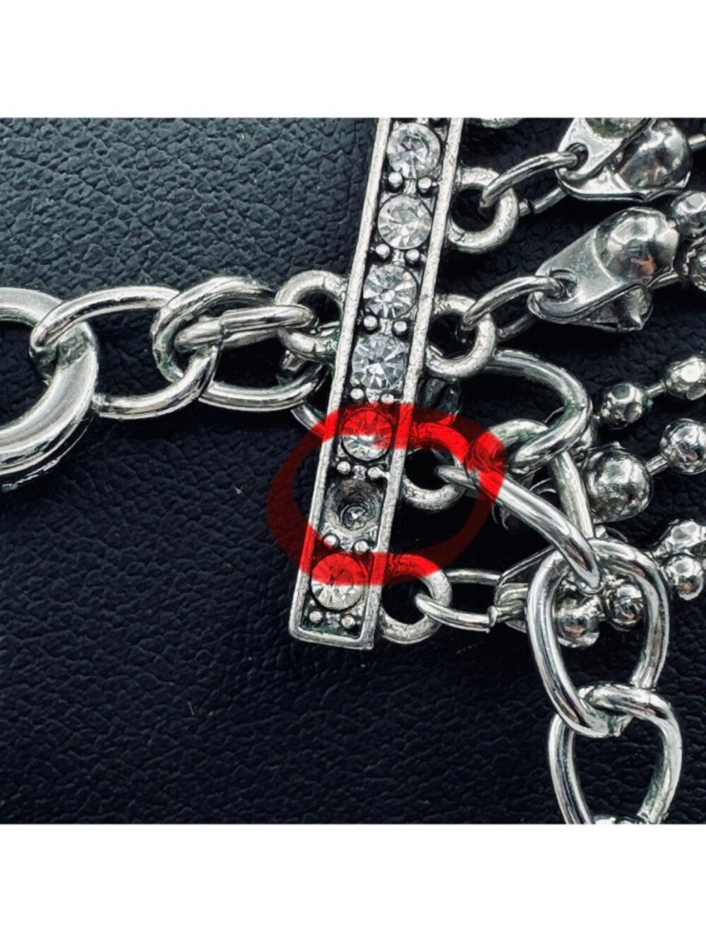 Waterfall Bib Multi-Chain Necklace Graduated 10 Strand Ball Bead Silver Tone - Picture 5 of 6